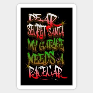 Dear Secret Santa My Garage Needs A Racecar Funny Christmas Car Racing Xmas Sticker